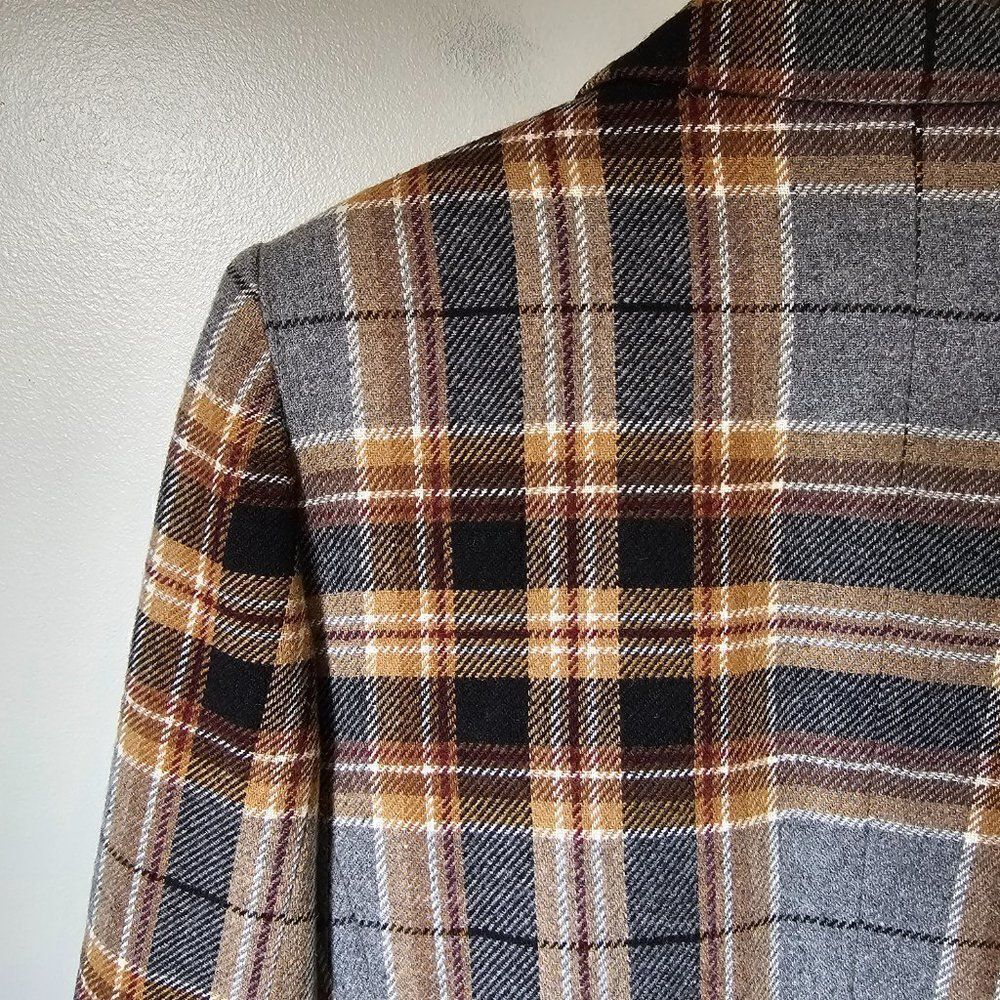 EUC VINTAGE WHITE STAG PLAID WOOL BLEND BLAZER JACKET SIZE 10 / M - Picture 7 of 15